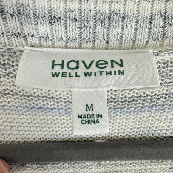 Haven Well Within Gray Cream Organic Cotton Spacedye Open Cardigan Size M - Picture 6 of 7